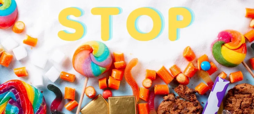 Assortiment de sucreries et douceurs sucrées représentant l’addiction au sucre, les compulsions alimentaires et les TCA, illustrant la nouvelle séance LaserAddict Stop Sucre pour retrouver équilibre et bien-être durable.